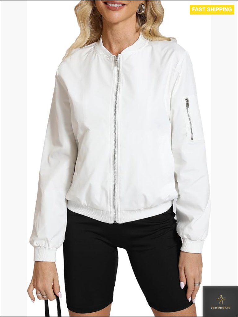 Lightweight Bomber Jacket Casual Windbreaker Zip Up With Pockets S-Xxl